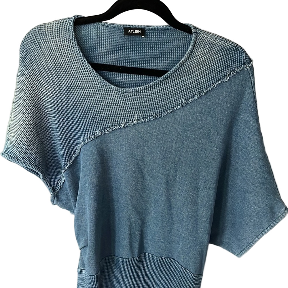 Atlein Asymmetrical Blue Knit Dress Architectural Minimalist Blue size small - Picture 3 of 13